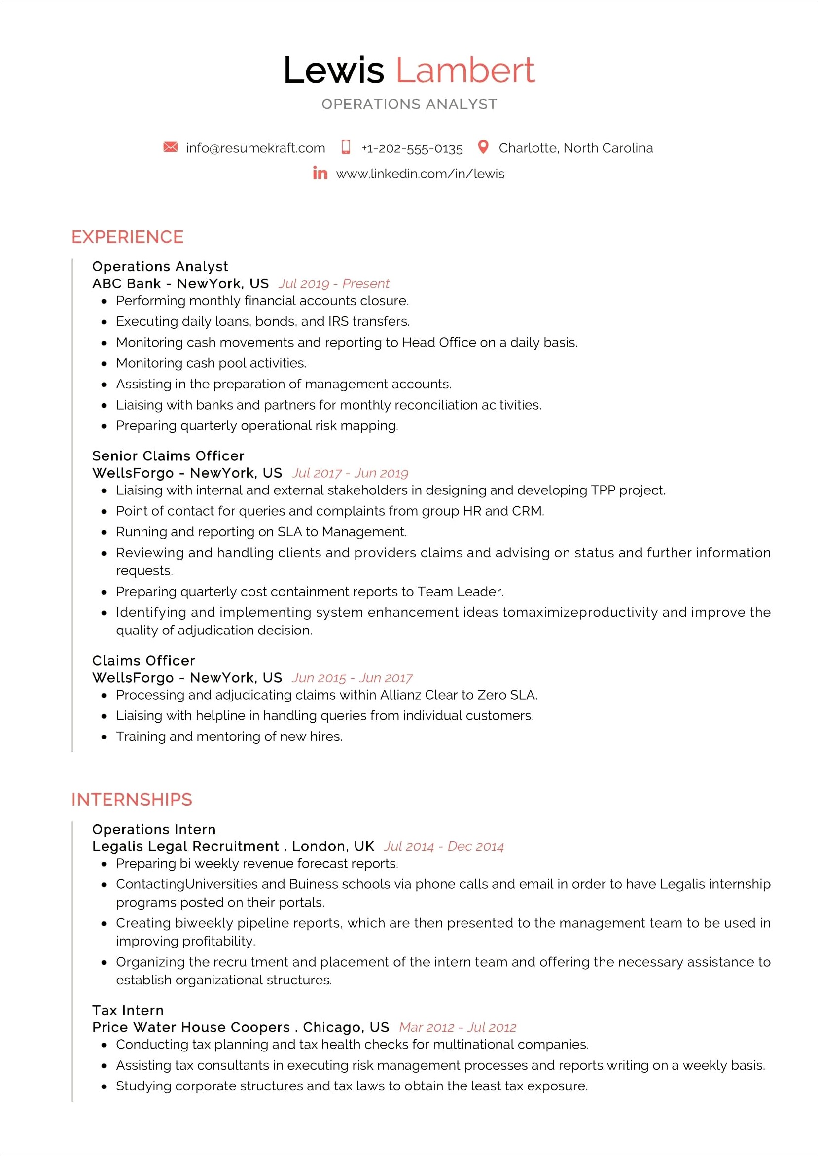 Sample Resume For Reconciliation Analyst