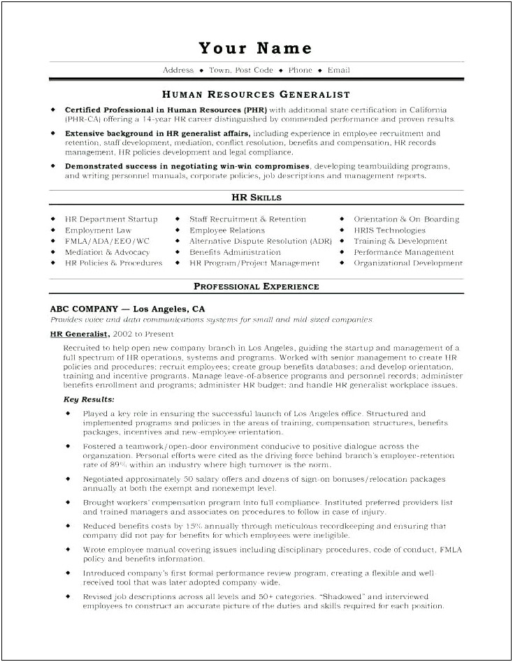 Sample Resume For Recruitment Executive