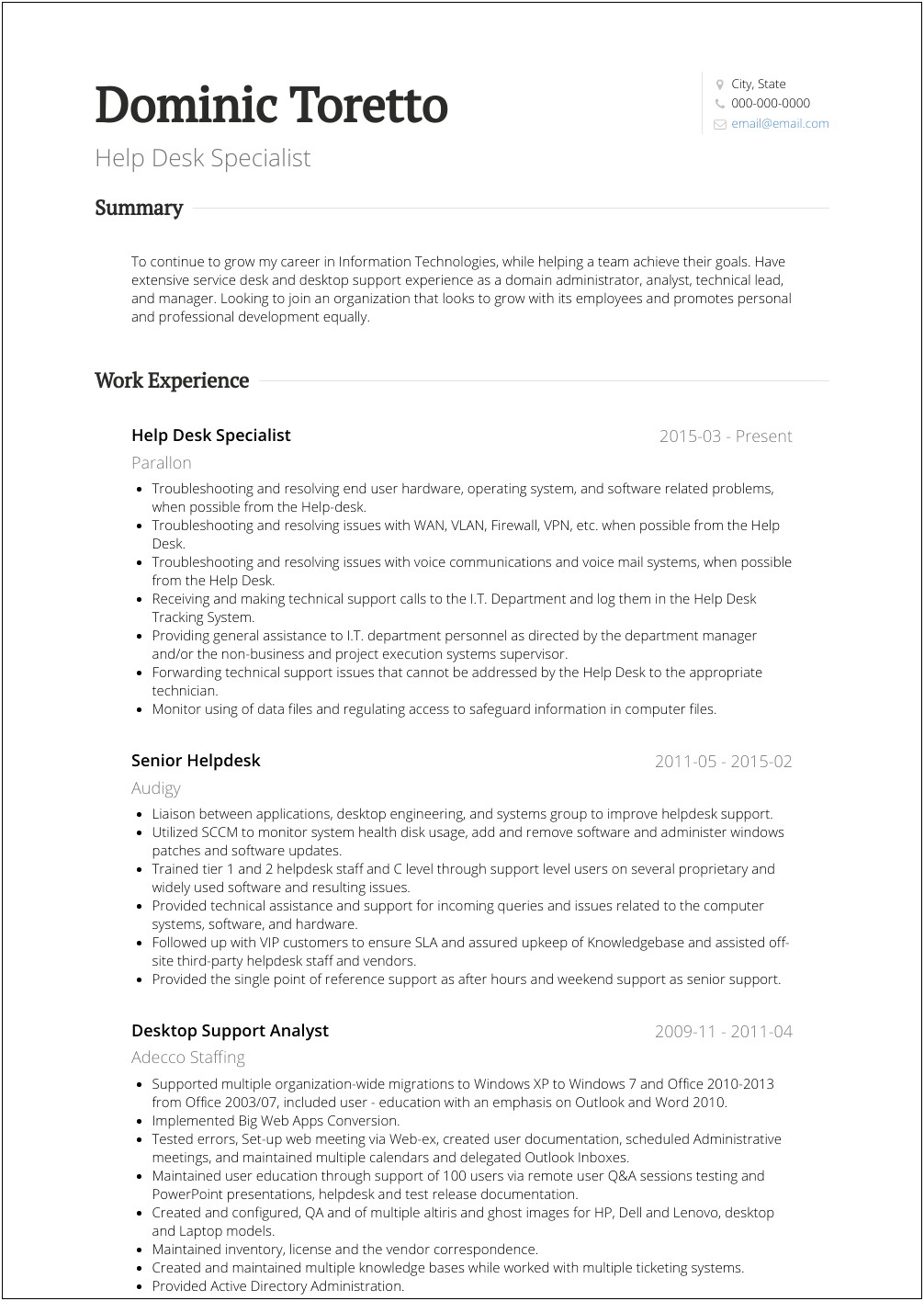 Sample Resume For Relief Worker