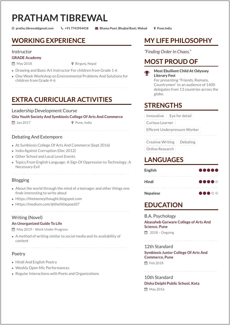Sample Resume For Research Psychologist