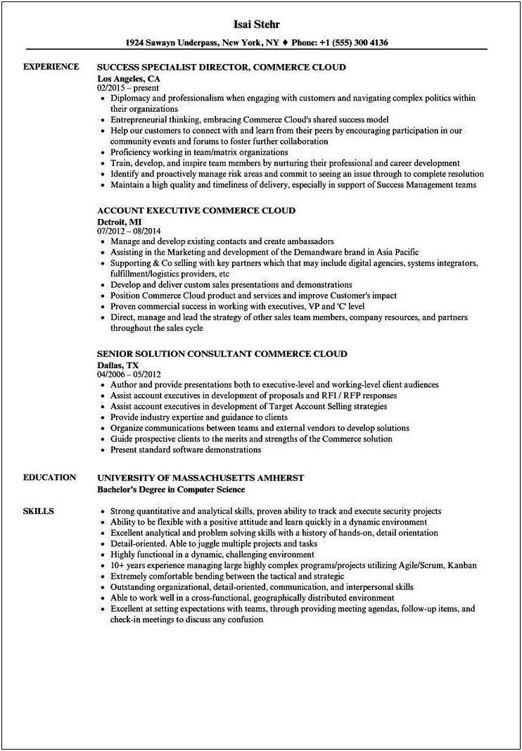 Sample Resume For Salesforce Administrator