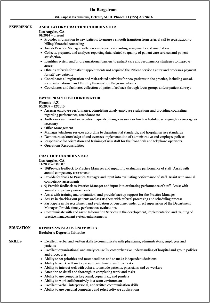 Sample Resume For Scheduling Coordinator