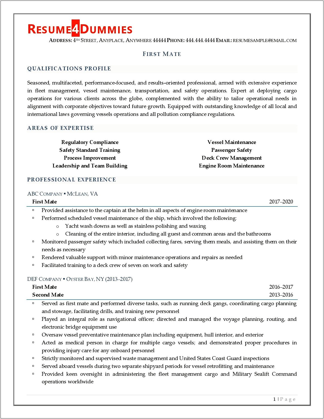 Sample Resume For Service Crew