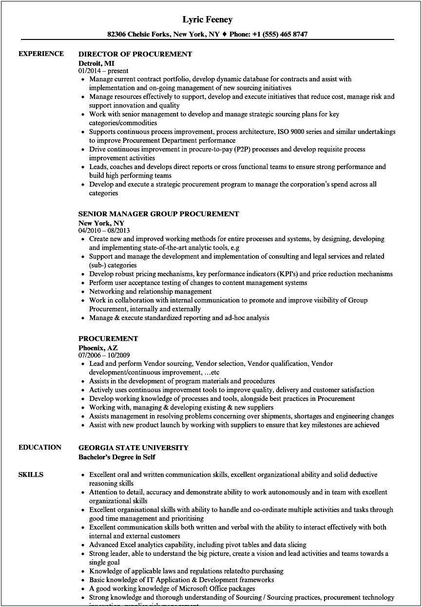 Sample Resume For Sourcing Specialist
