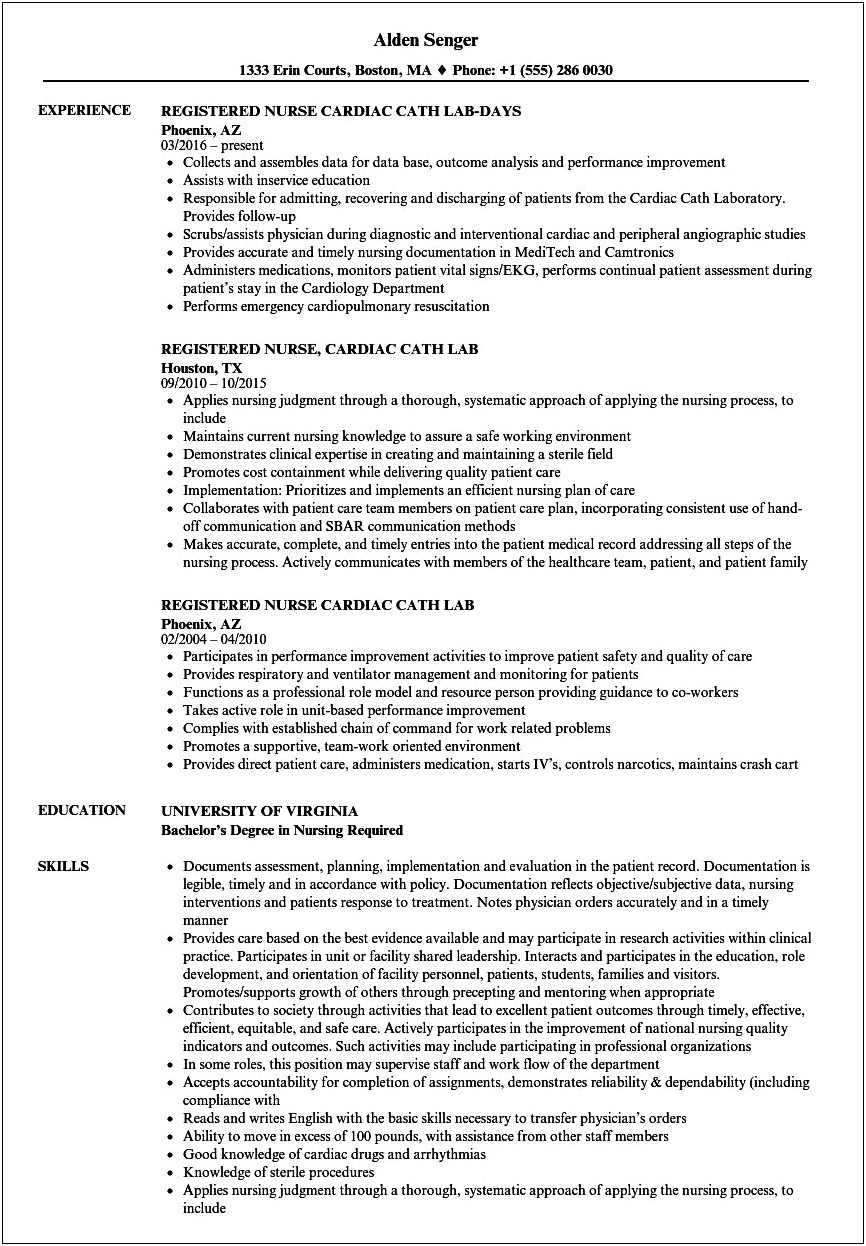 Sample Resume For Stroke Nurse