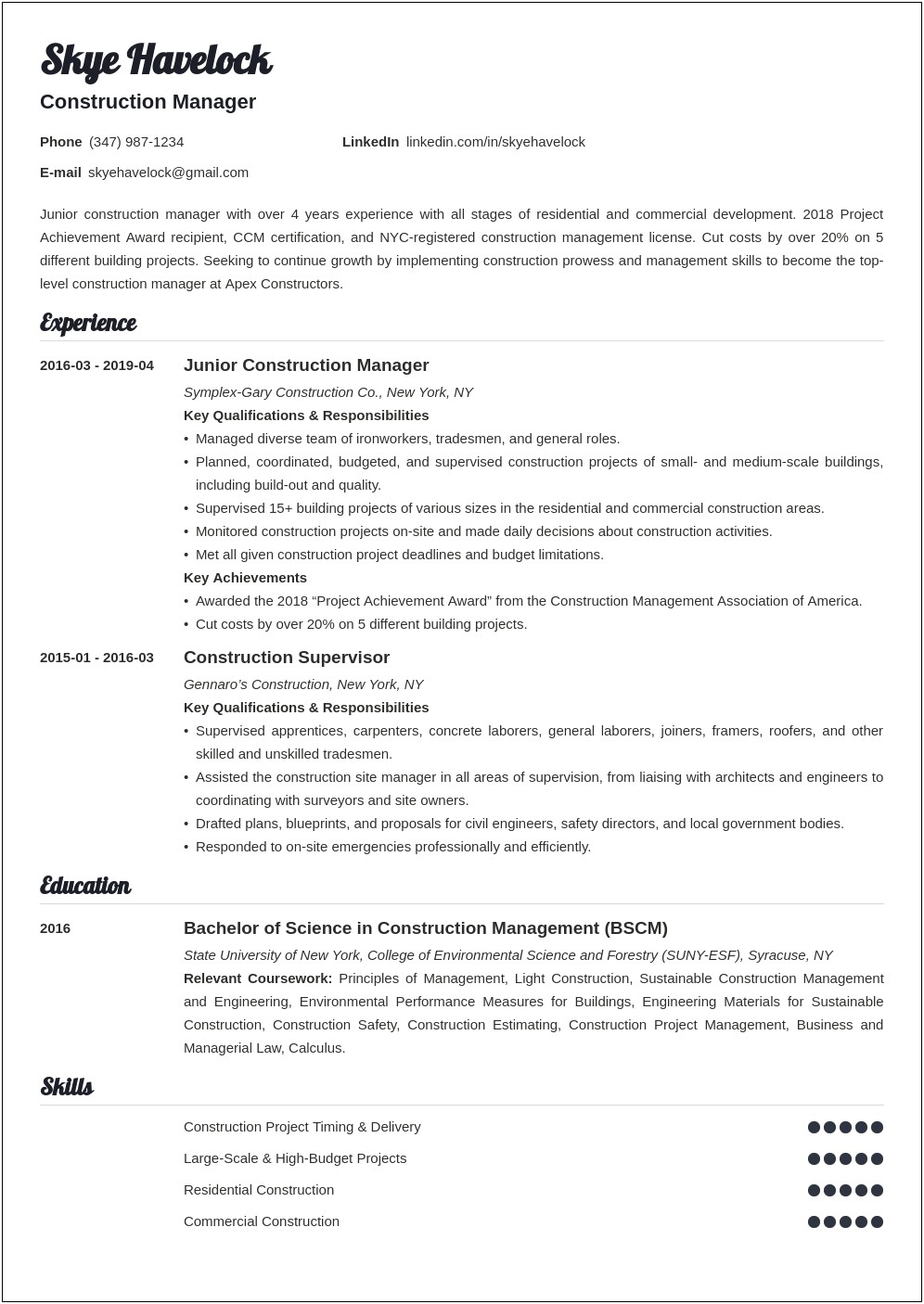 Sample Resume For Sustainability Manager