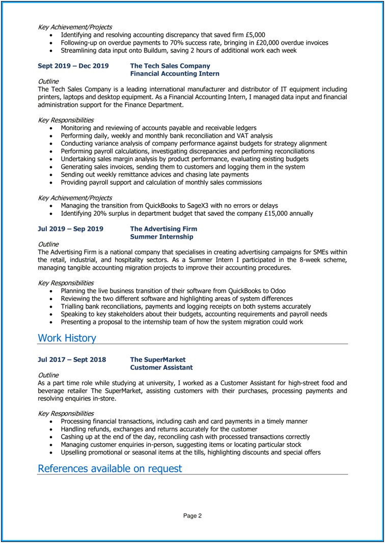 Sample Resume For Uni Students