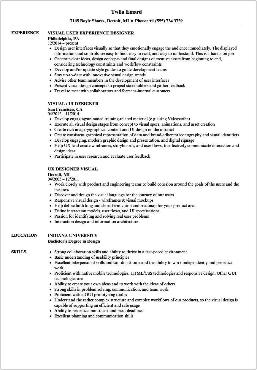 Sample Resume For Viscom Students