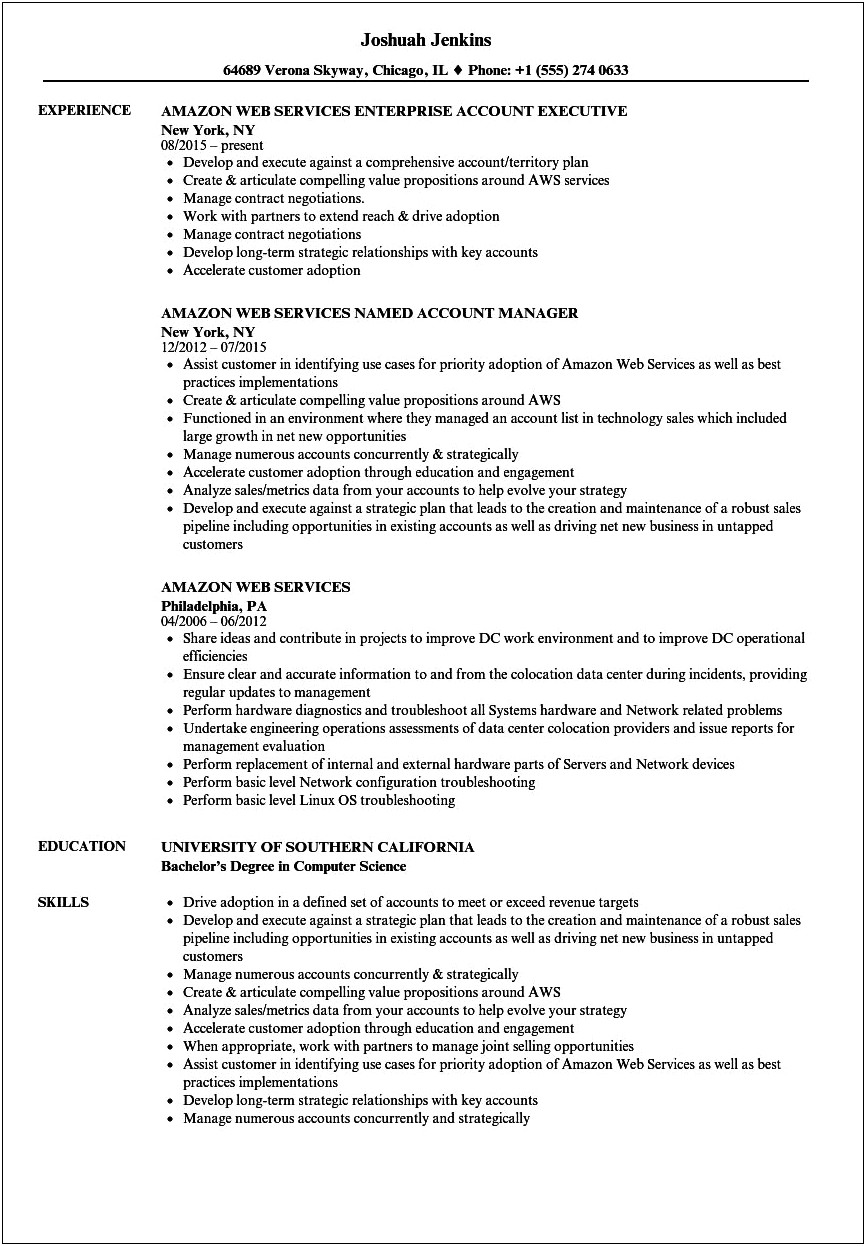 Sample Resume For Web Services