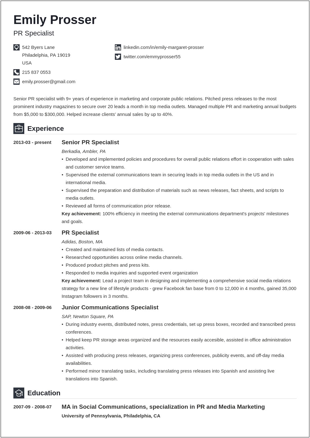 Sample Resume Format For Google