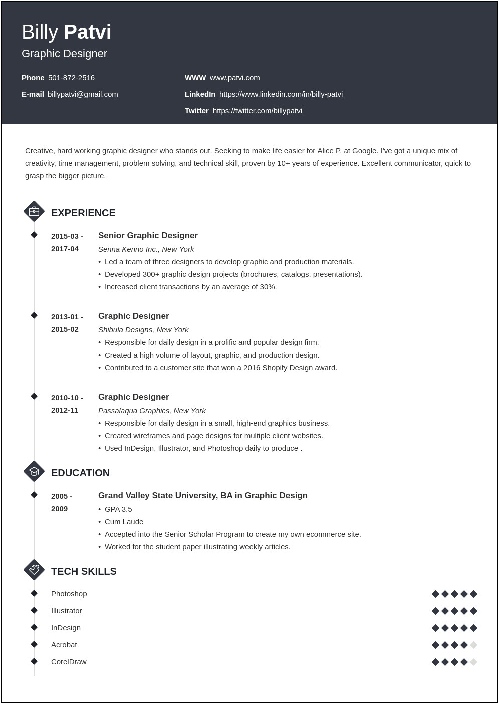 Sample Resume Graphic Design Student