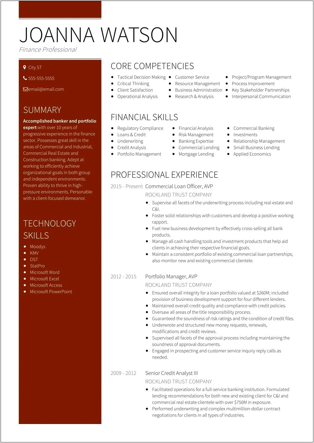 Sample Resume In Banking Sector