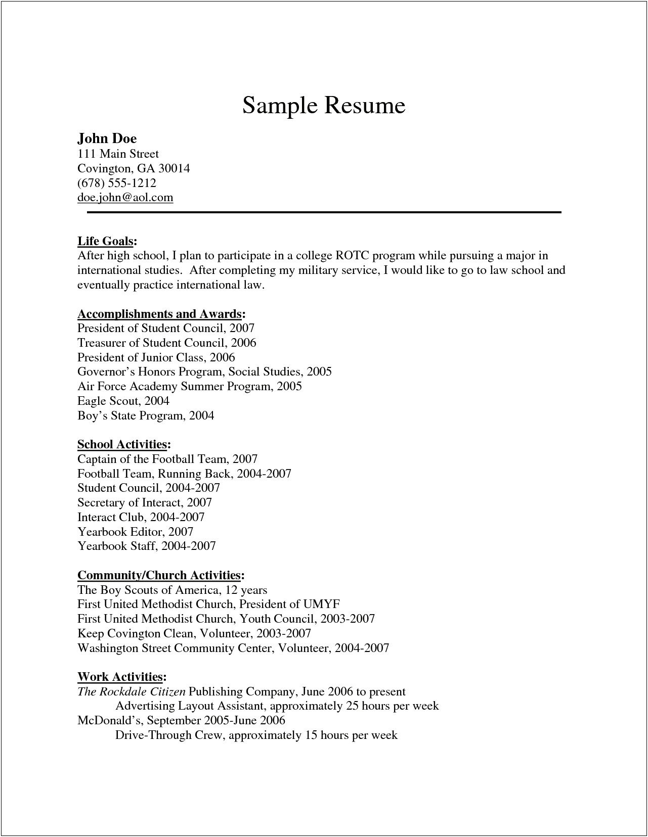 Sample Resume Jollibee Service Crew