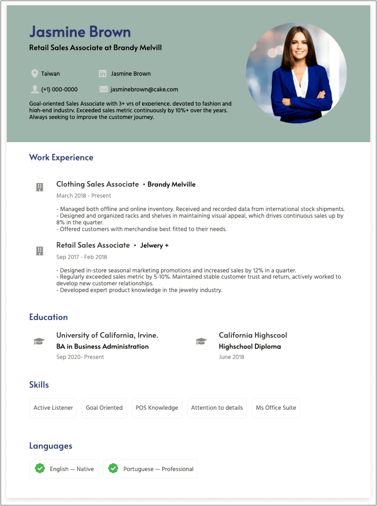 Sample Resume Objectives Sales Associate