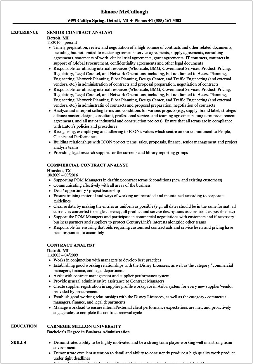 Sample Resume Of 1099 Contractor