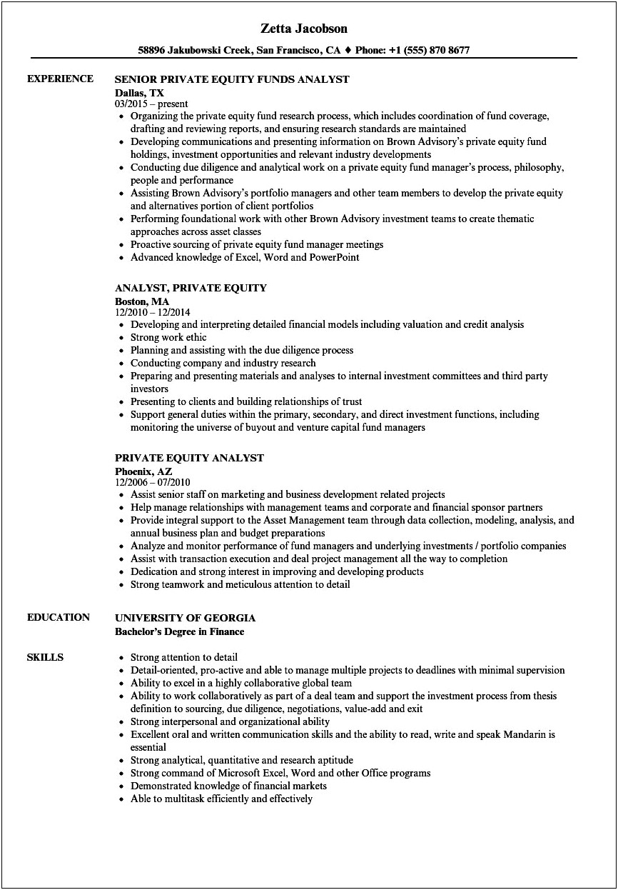 Sample Resume Of Cfa Candidate