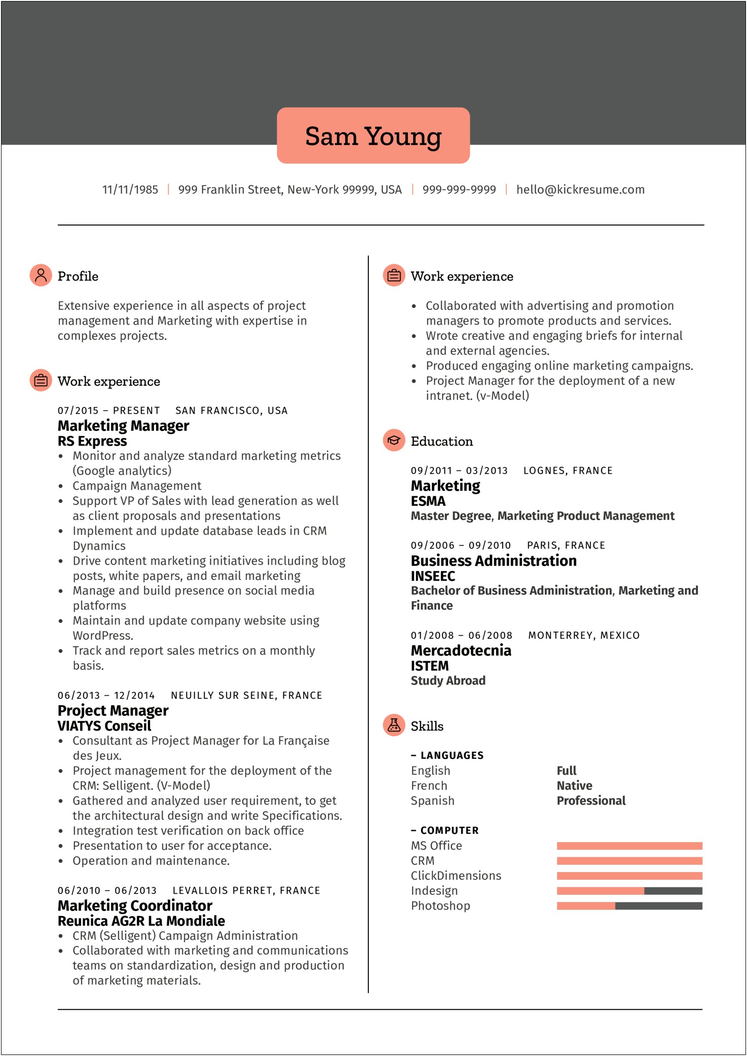 Sample Resume Of Director Marketing