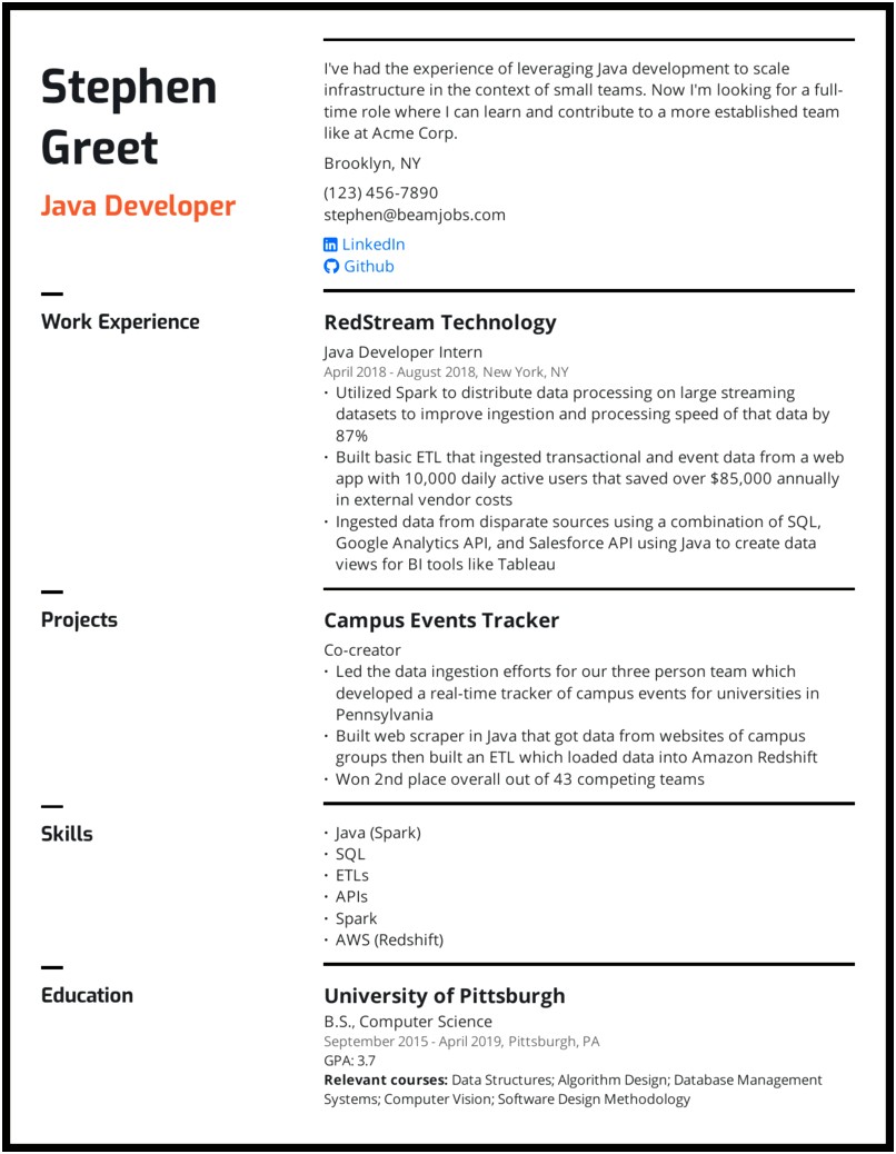 Sample Resume Of Etl Developer