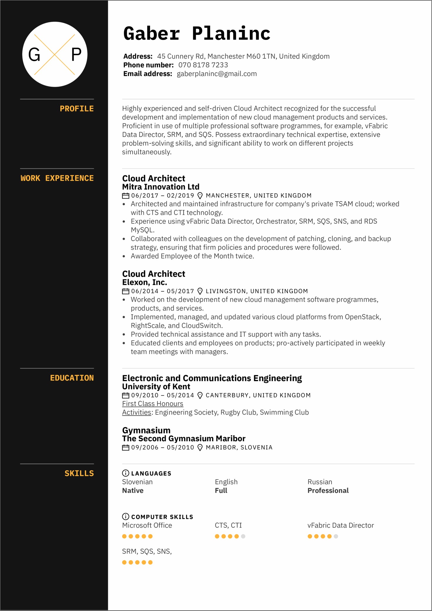 Sample Resume Of Solution Architect