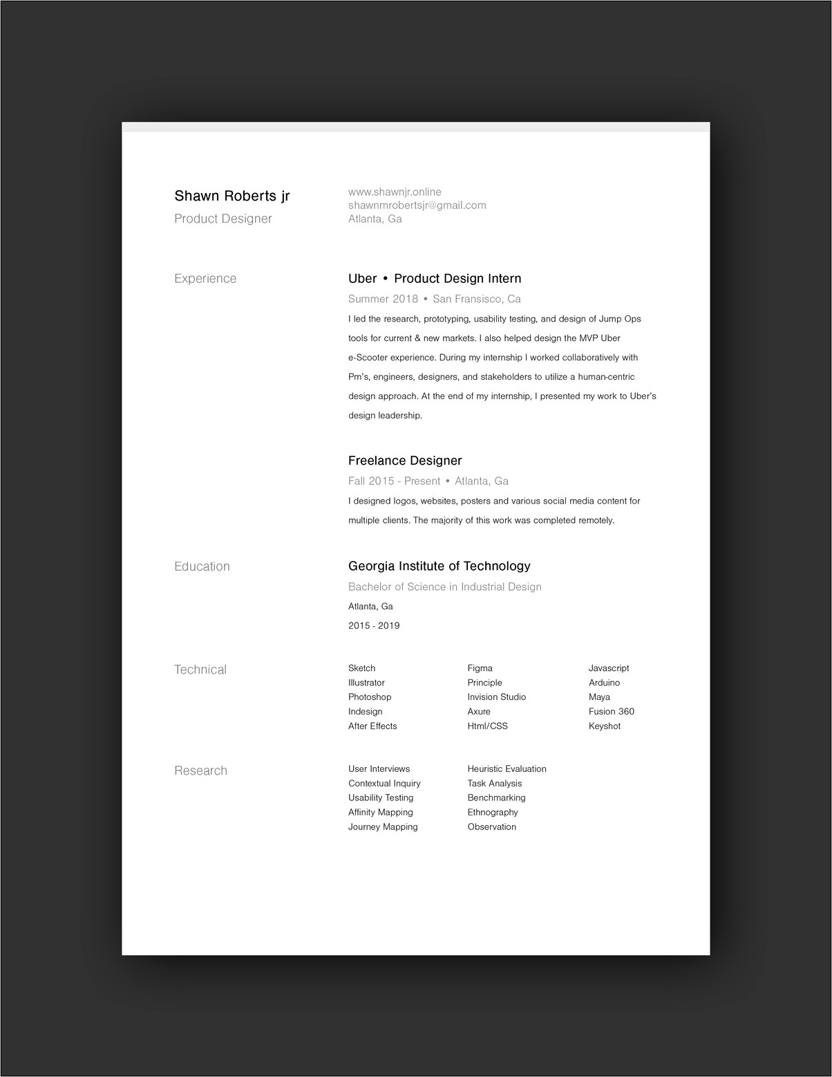 Sample Resume On Design Studio