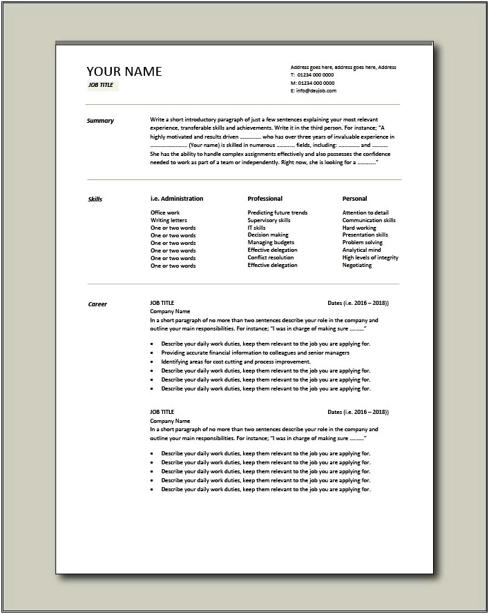 Sample Resume Pages Filetype Pages