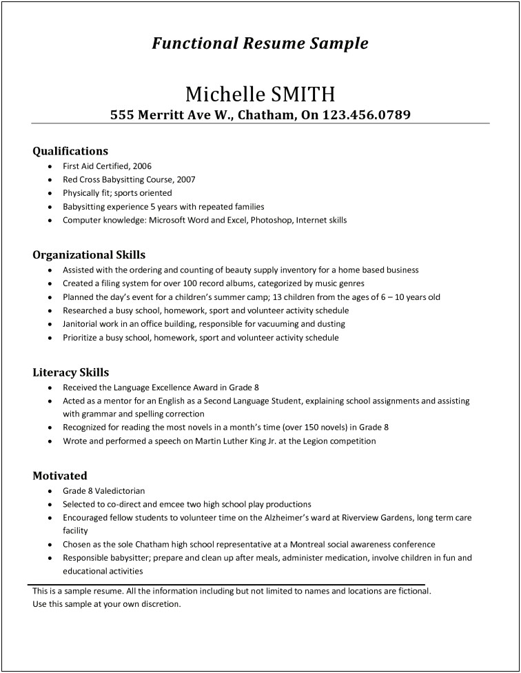 Sample Resume Showing Sports Volunteer