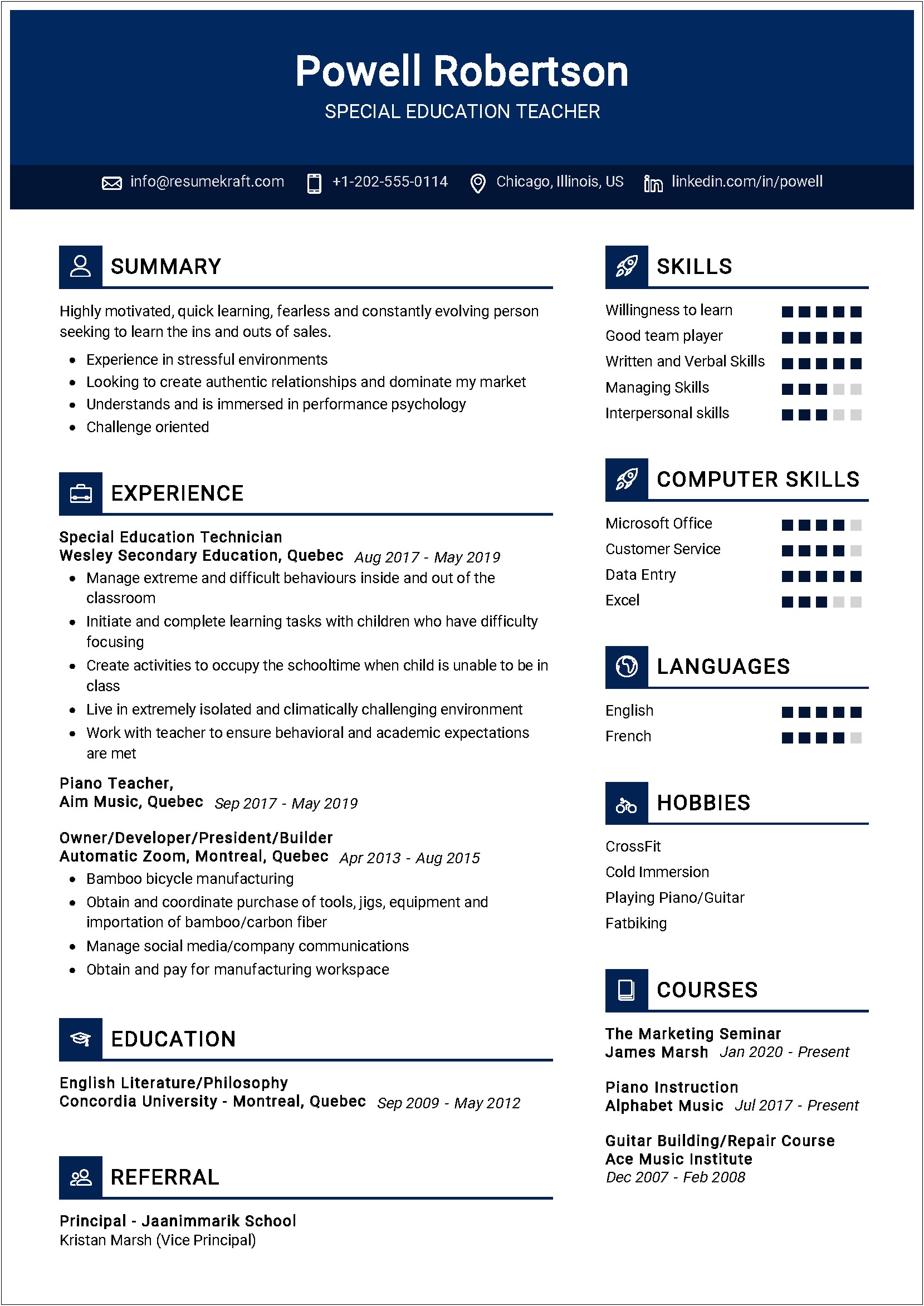 Sample Resume Special Education Paraprofessional