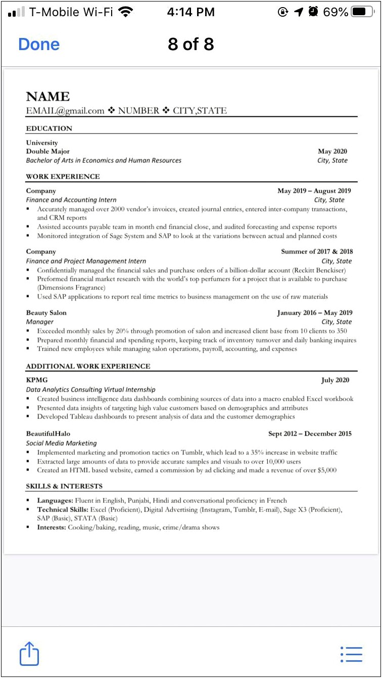 Sample Resume Supplementary Comments Examples