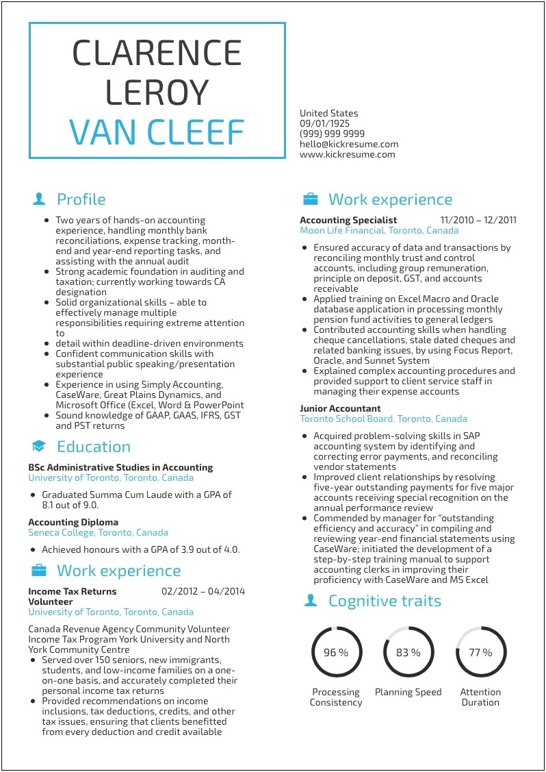 Sample Resume Template For Accounting