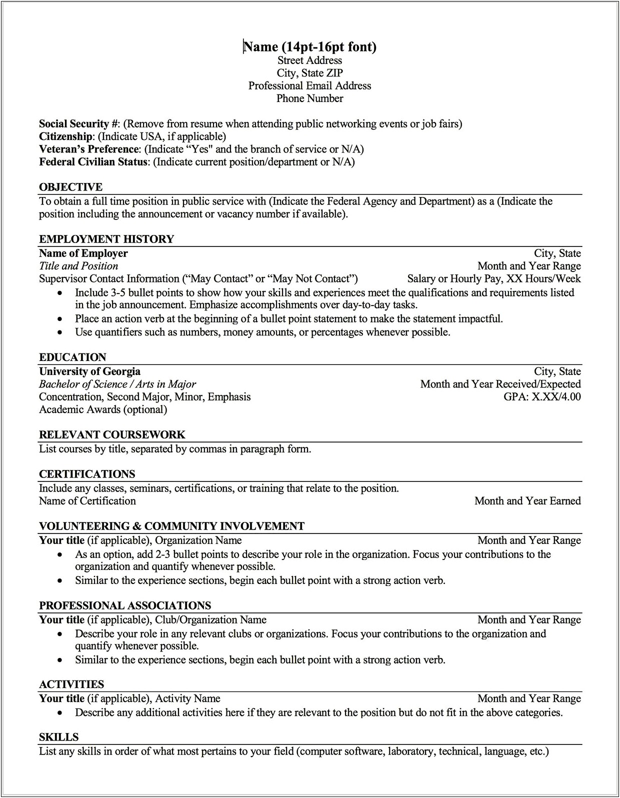 Sample Resume Uga Career Center