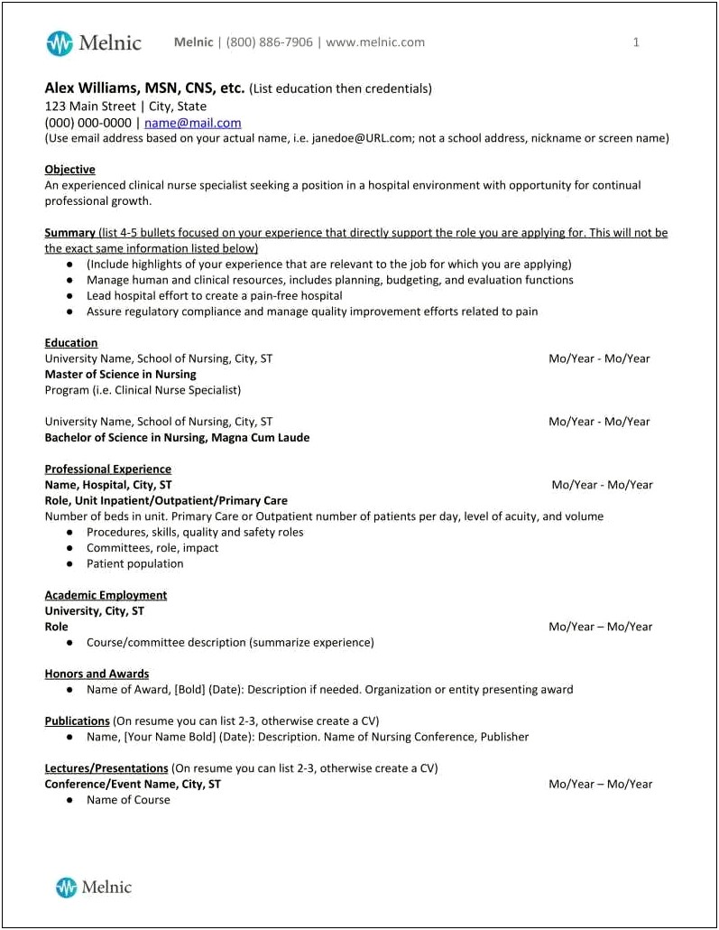 Sample Resume With Clinical Experience