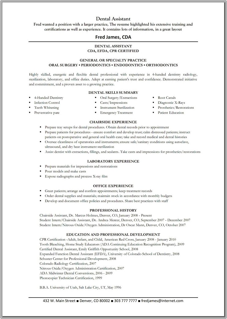 Sample Resume With Continuing Education