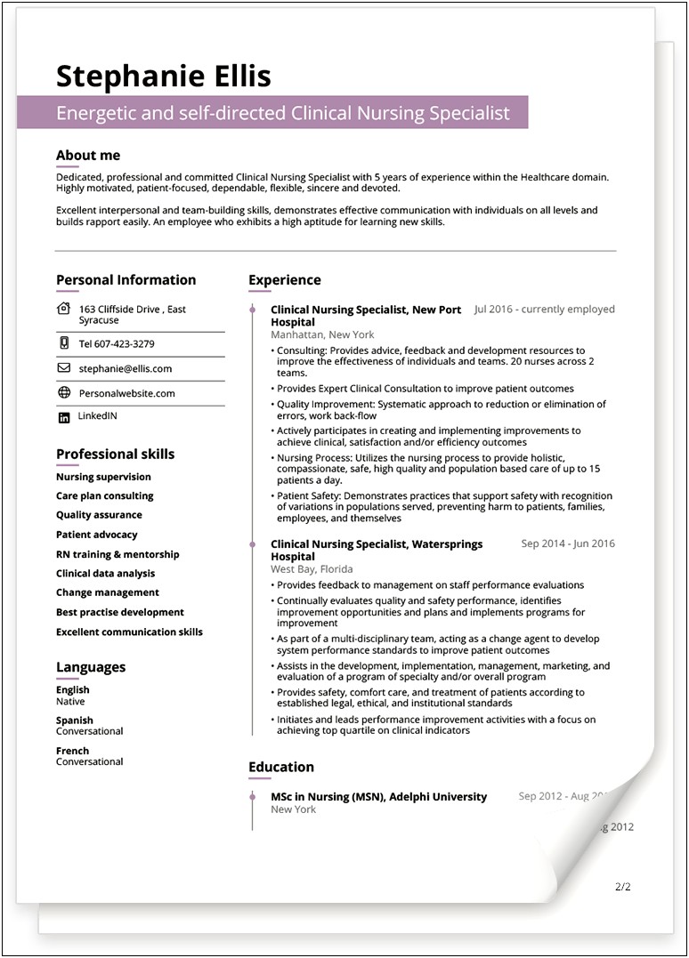 Sample Resume With Experience Pdf