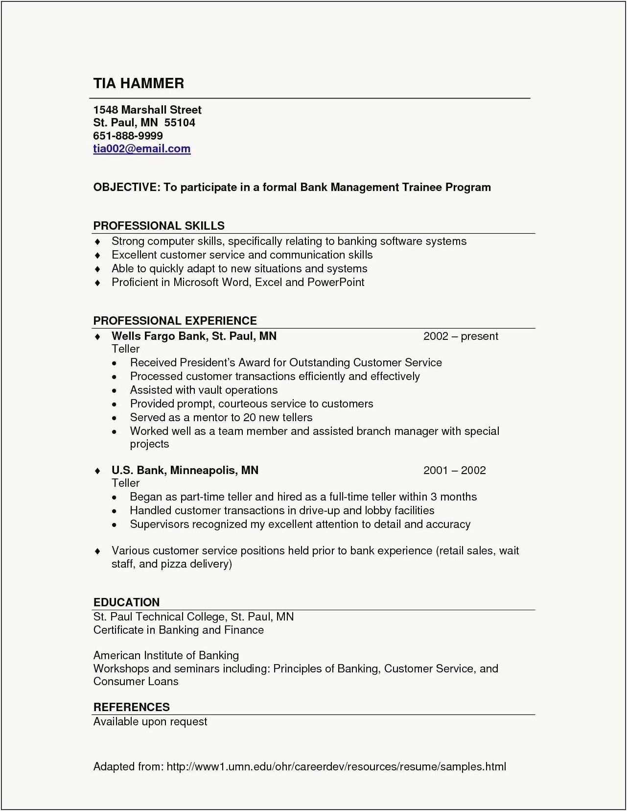 Sample Resume With Software Skills