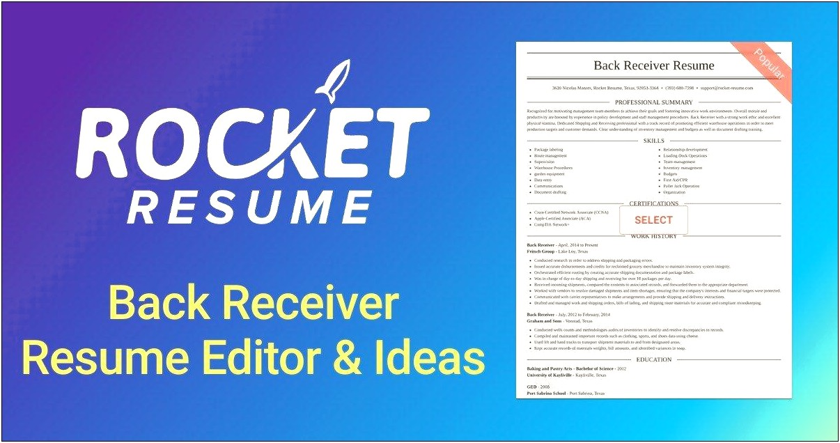Sample Resume Work Permit Receiver