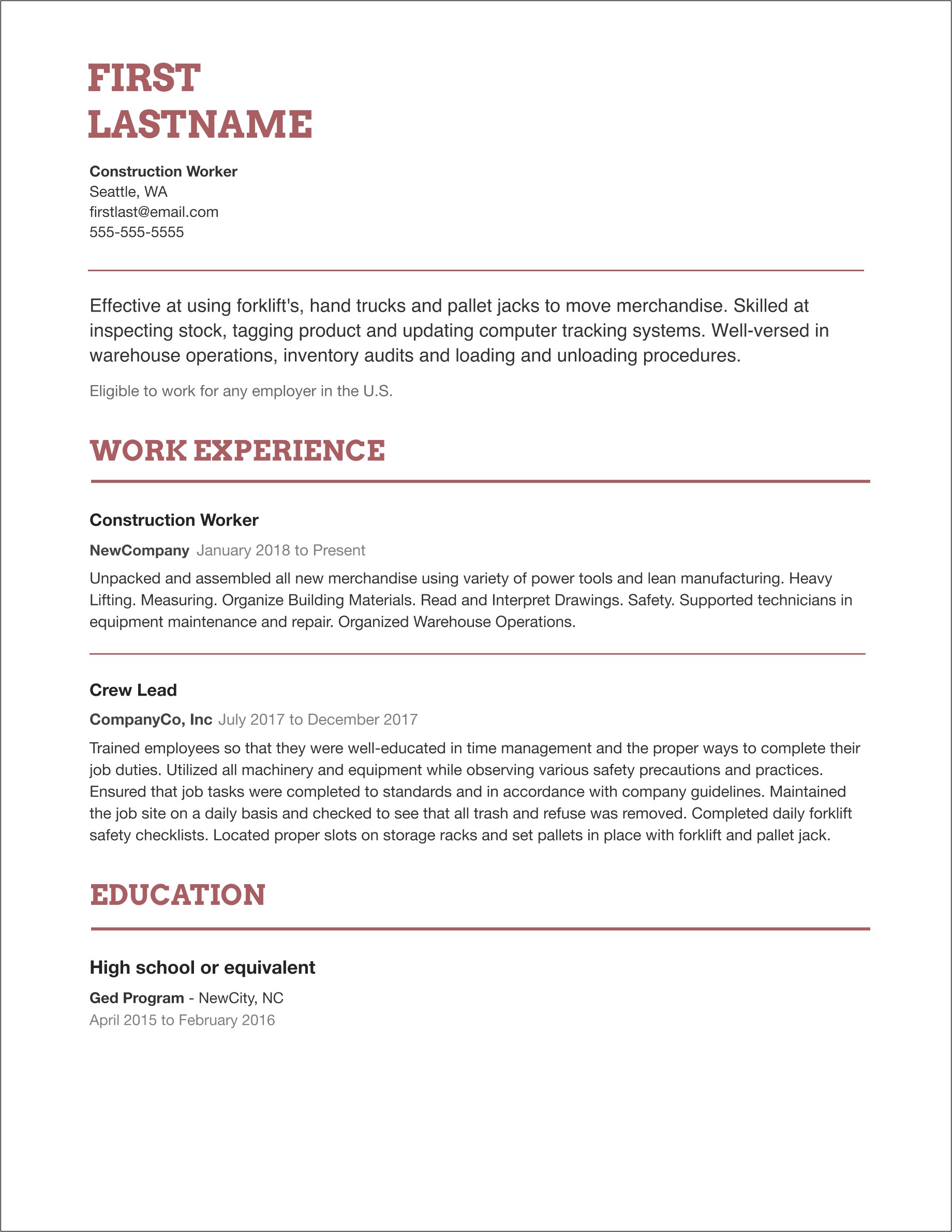 Sample Resumes For Corporate Jobs
