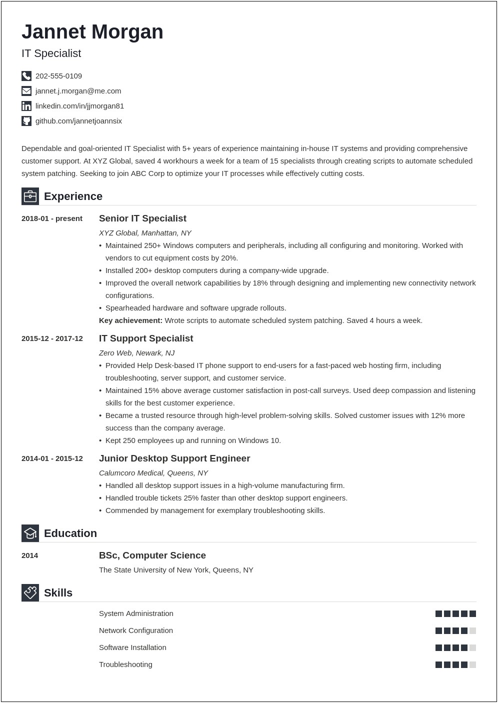 Sample Resumes For Employment Specialist