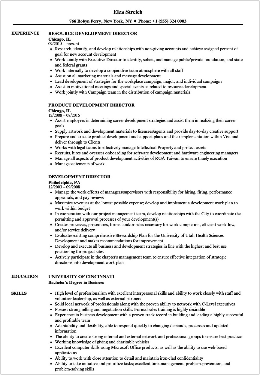 Sample Resumes For Fundraising Professionals