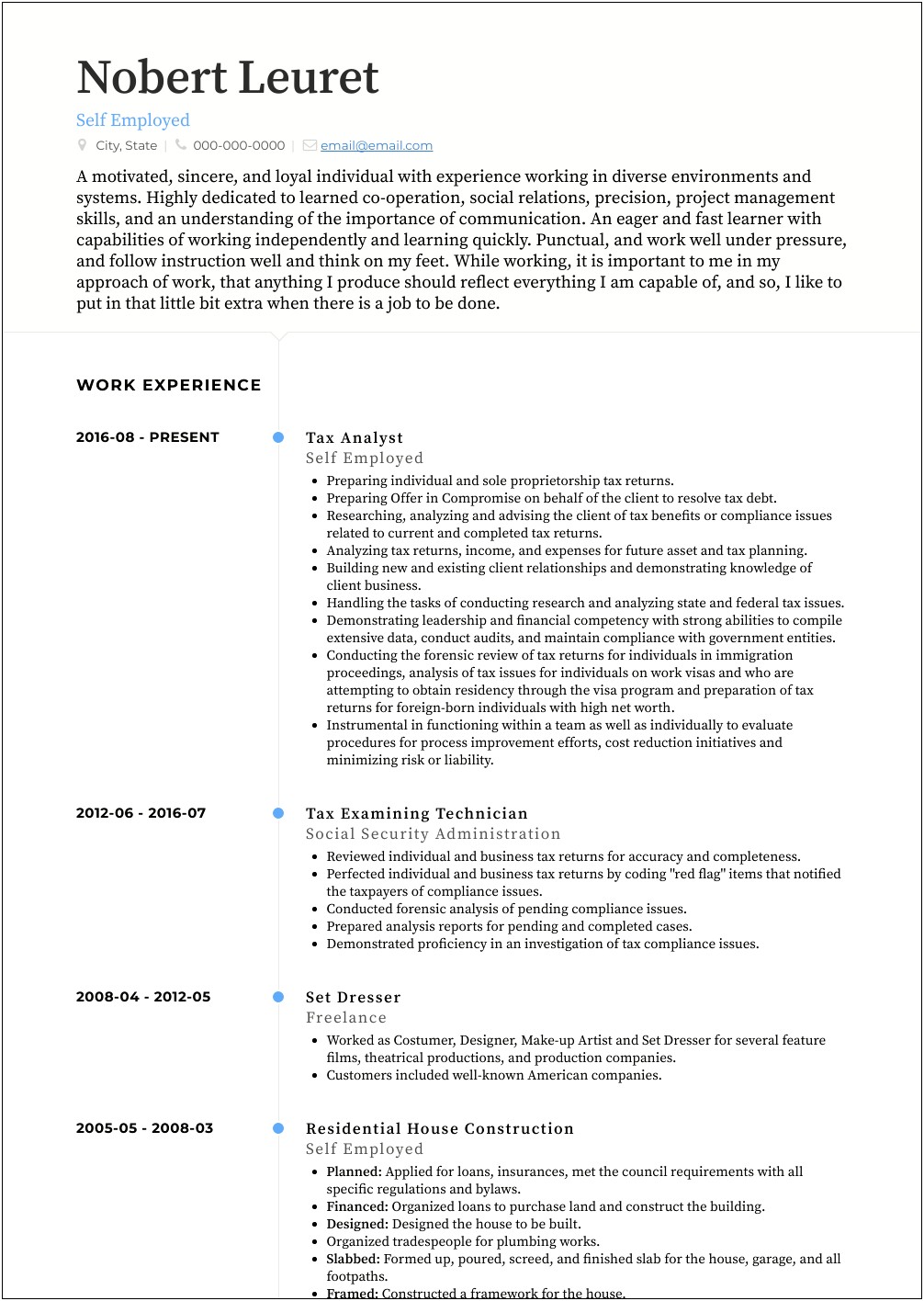Sample Resumes For Self Supporters