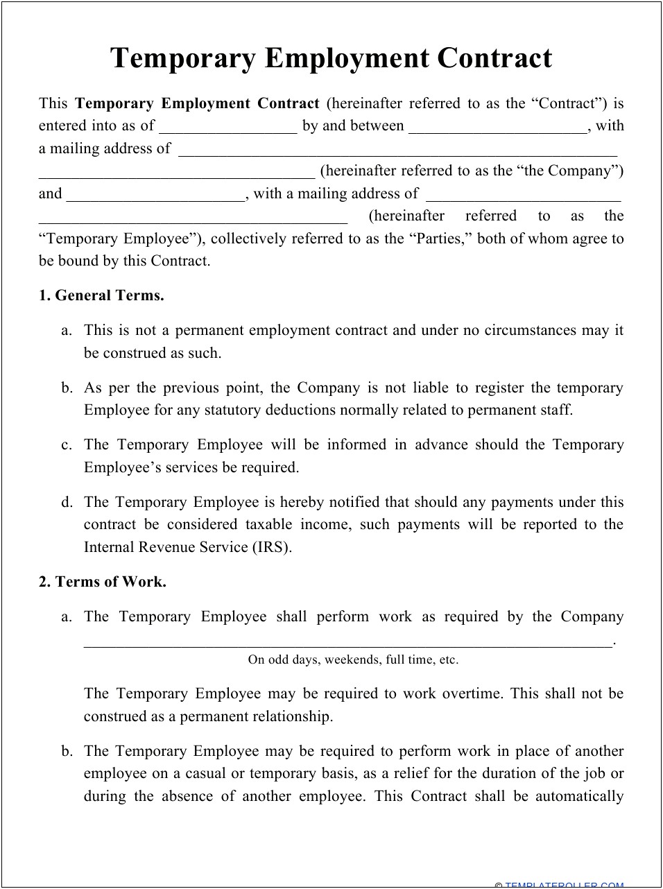 Sample Resumes With Temp Work