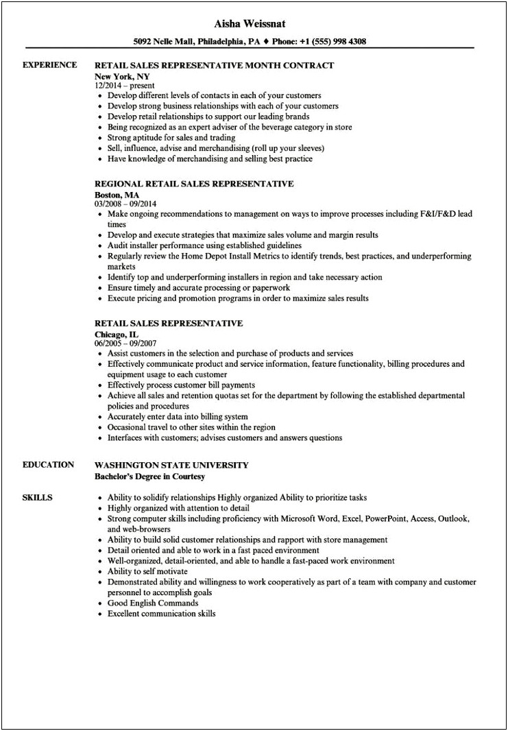 Sample Sales And Trading Resume