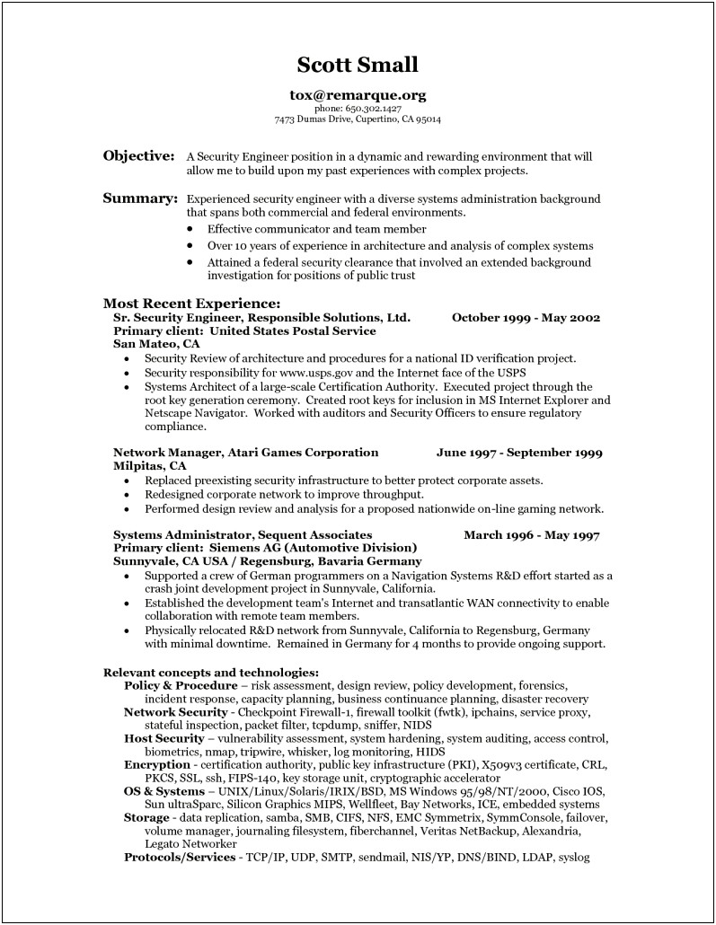 Sample Security Officer Resume Sumary