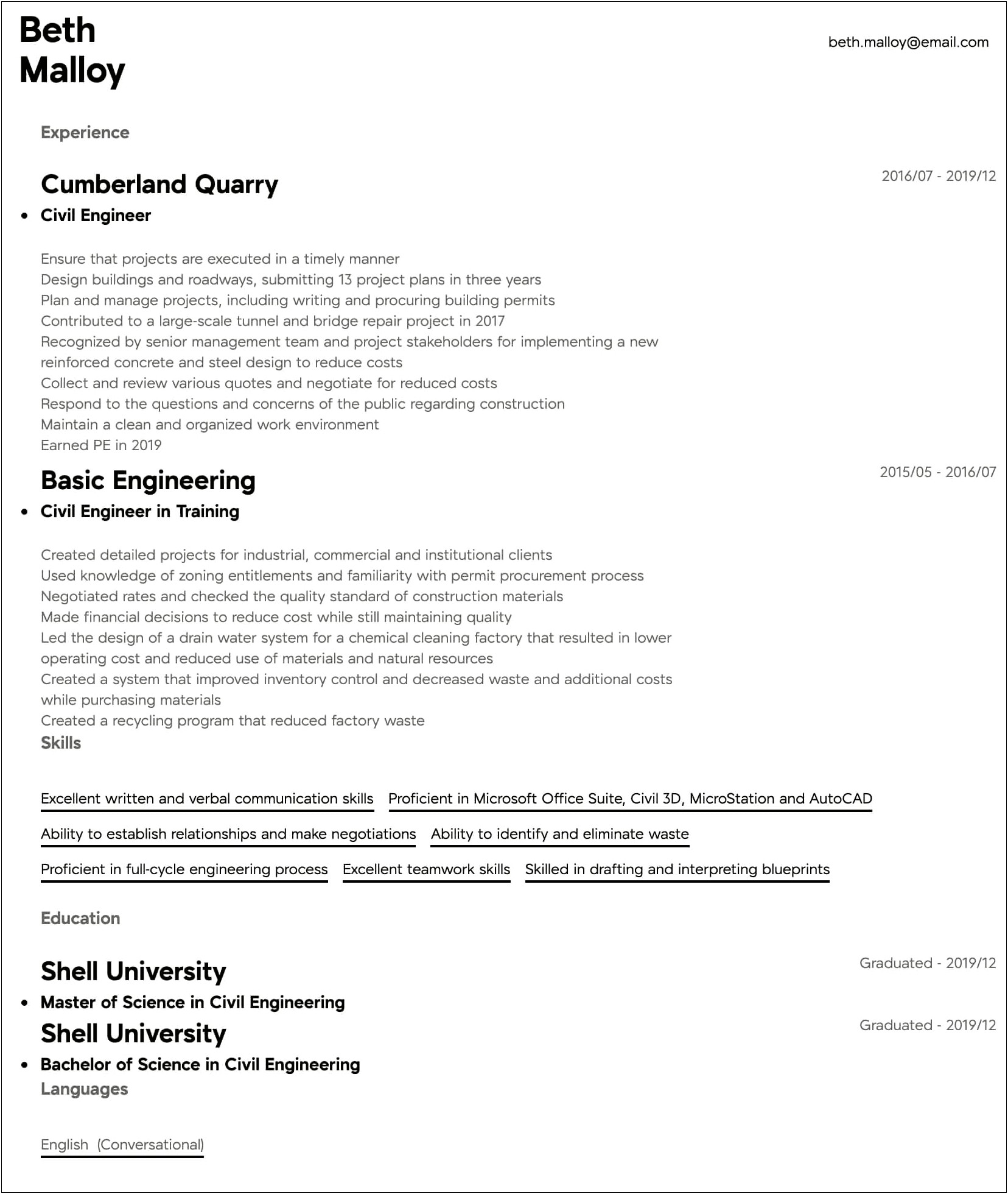 Sample Structural Engineer Resume Objective