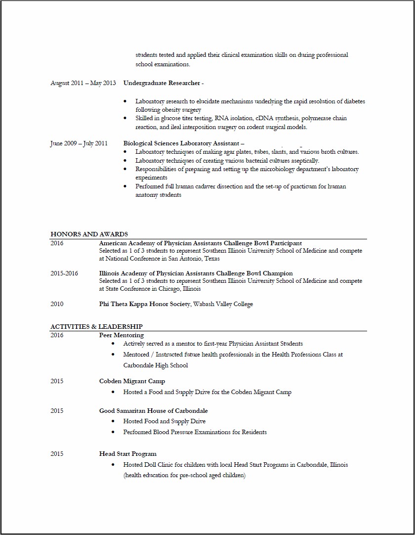 Sample Surgical Physician Assistant Resume