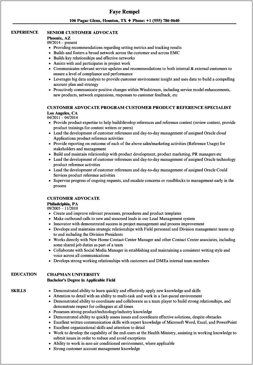 Sample Youth Advocate Resume Example