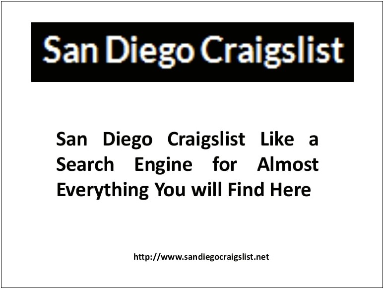 San Diego Craigslist Jobs Resumes