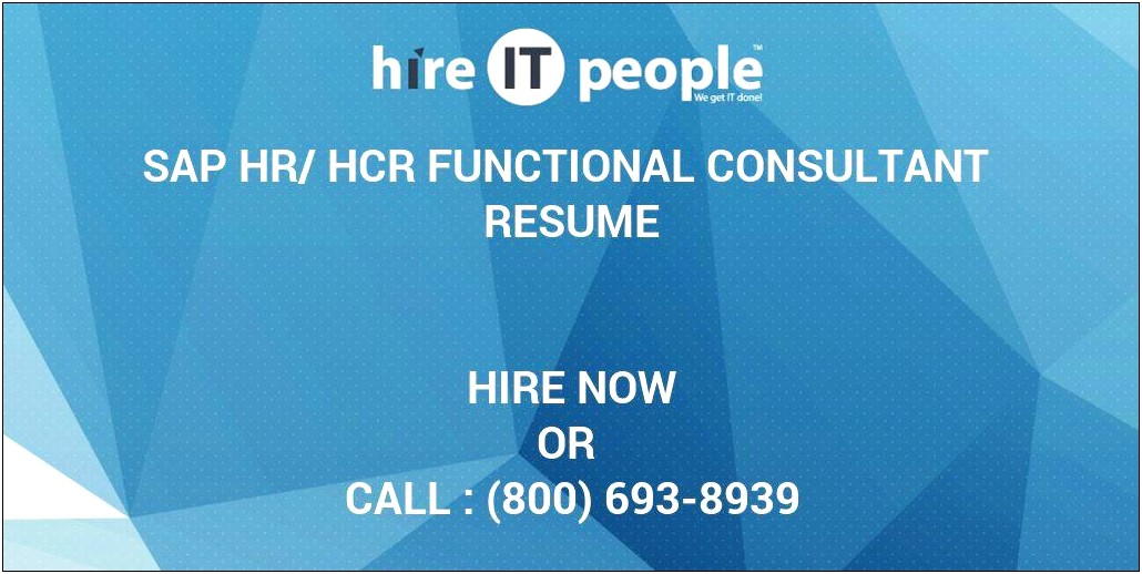 Sap Hcm Consultant Resume Sample