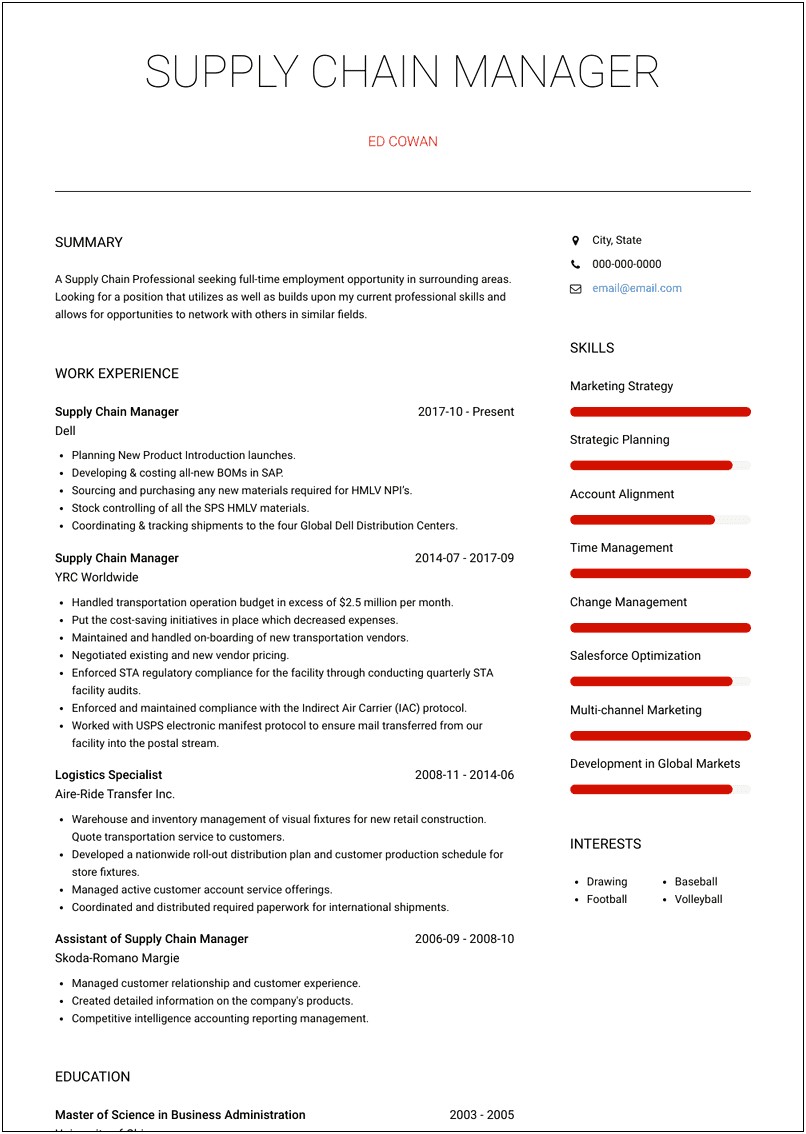 Sap Supply Chain Manager Resume