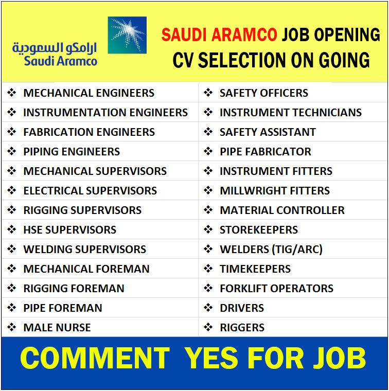 Saudi Aramco Jobs Submit Resume