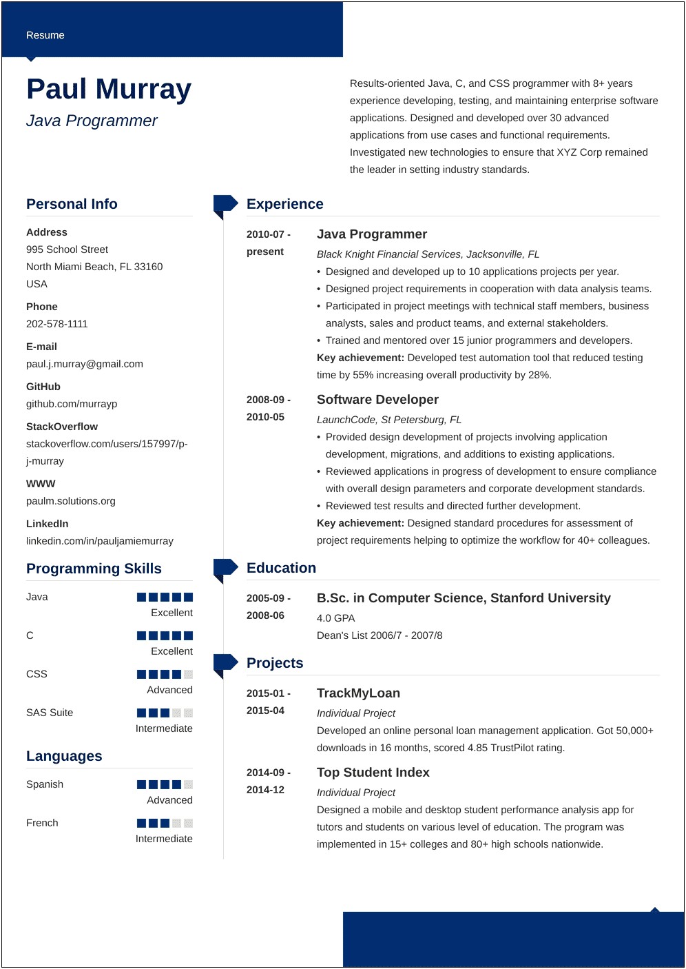Self Taught Programmer Resume Example
